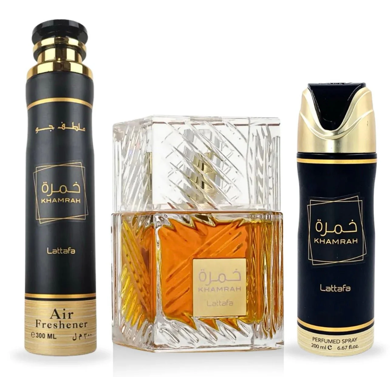 KHAMRAH GIFT SET EDP - 100ML, PERFUMED SPRAY 200ML, AIR FRESHENER 300ML | GIFT SET BY LATTAFA